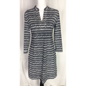 Ellie Kai Women's Dress Long Sleeve Split V-Neck Geometric‎ Stretch Size 4